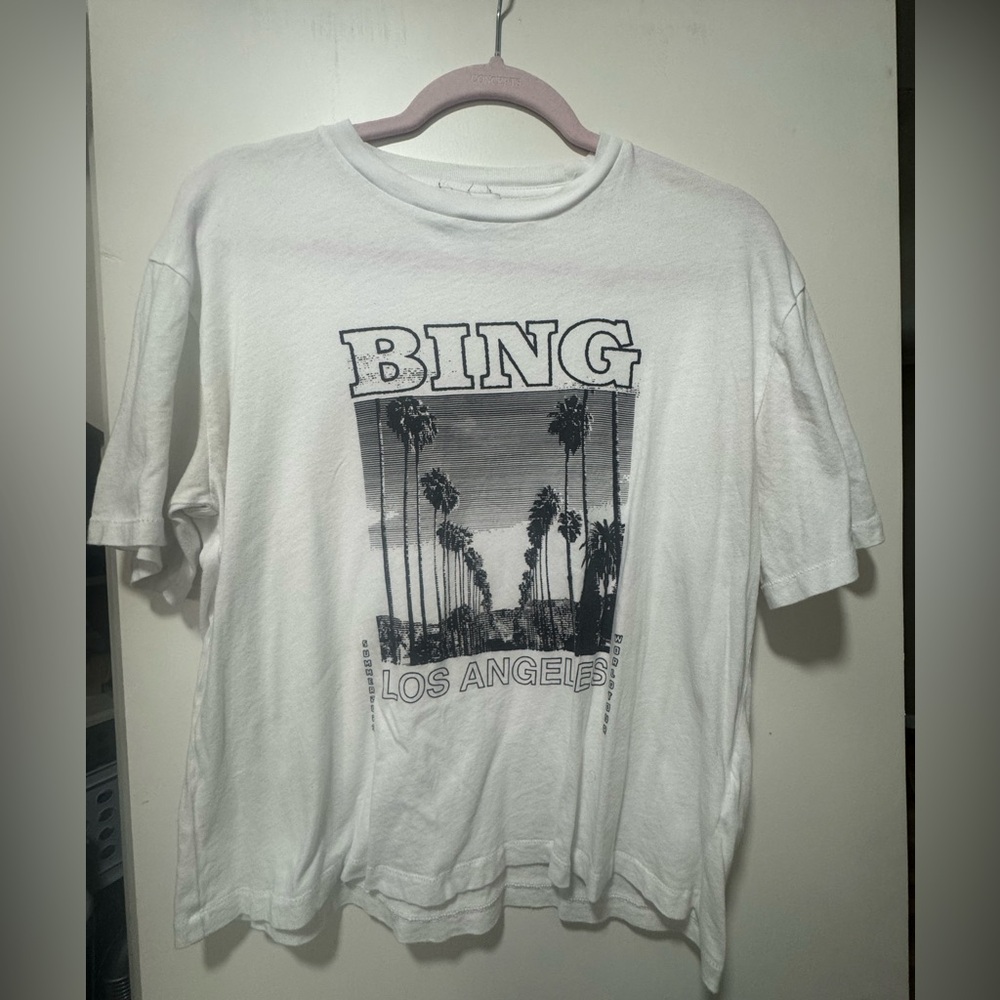 Anine Bing White Graphic 'BING Los Angeles' Tee